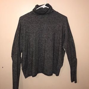Grey turtle neck long sleeve crop top